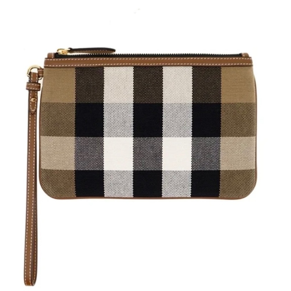 New Burberry Peyton Clutch Wristlet Pouch House Check Canvas